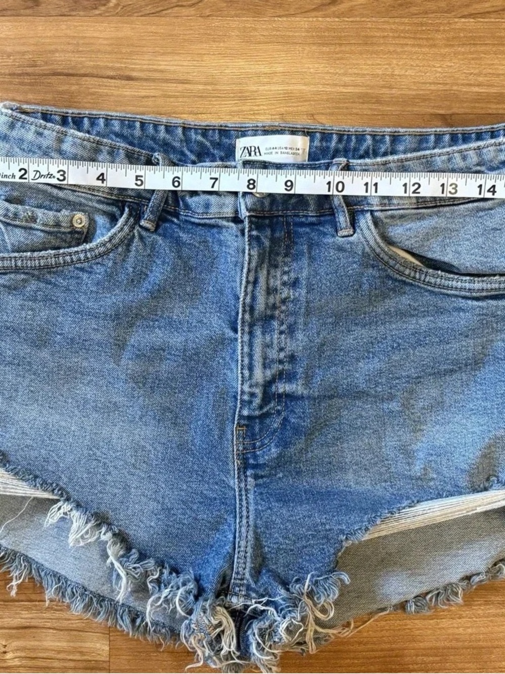 Zara Light Blue Distressed Denim Jean Shorts - Picture 2 of 5